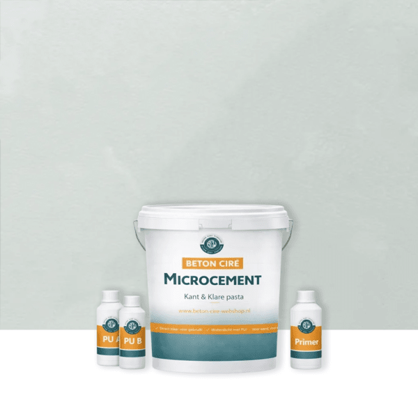 Microcement Cement 4 — emmer met kant-en-klare pasta, PU-toplaag en primer