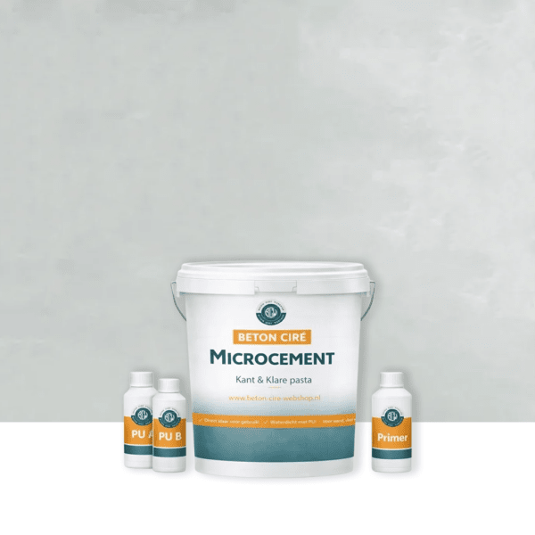 Microcement Cement 5 — emmer met premixed pasta, PU-topcoat en primer