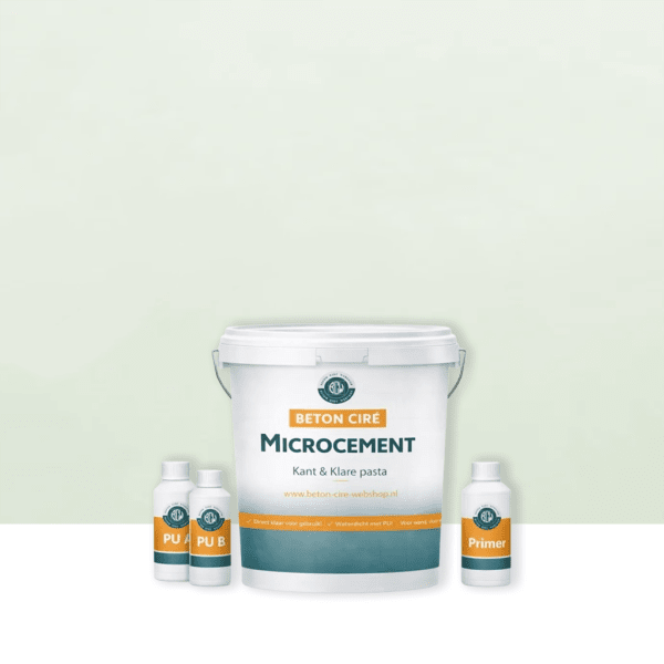 Microcement Green 1 — emmer met kant-en-klare pasta, PU-topcoat en primer