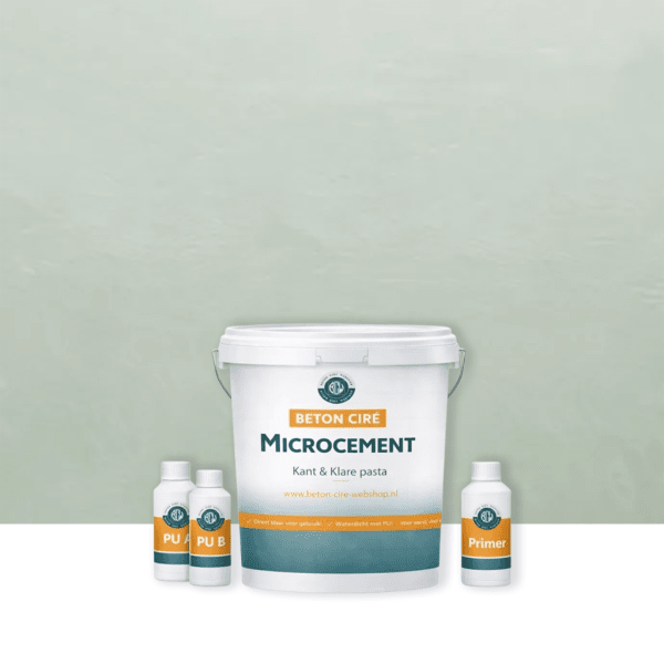 Microcement Green 4 — emmer met kant-en-klare pasta, PU-topcoat en primer