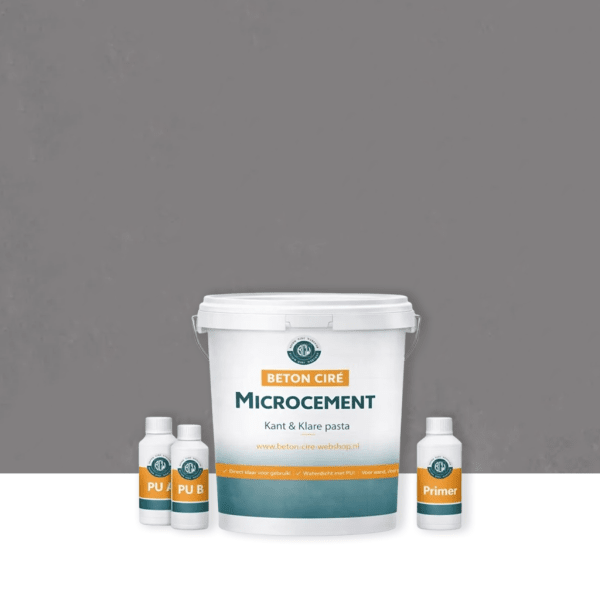 Microcement Lavender Grey 6 — emmer met kant-en-klare pasta, PU-topcoat en primer